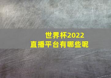 世界杯2022直播平台有哪些呢