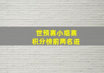 世预赛小组赛积分榜前两名进