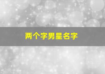 两个字男星名字