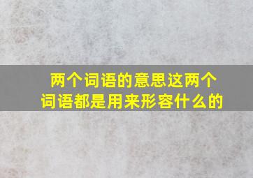 两个词语的意思这两个词语都是用来形容什么的