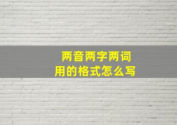 两音两字两词用的格式怎么写