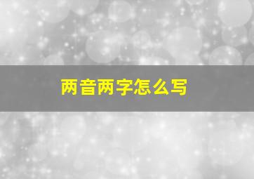 两音两字怎么写