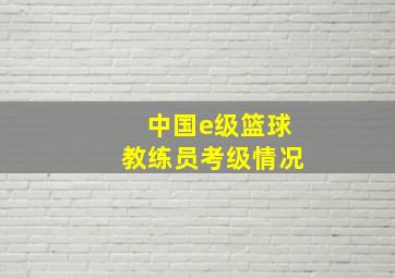 中国e级篮球教练员考级情况