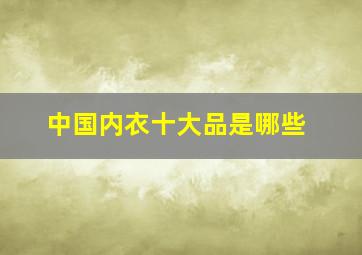 中国内衣十大品是哪些