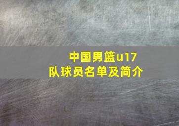 中国男篮u17队球员名单及简介