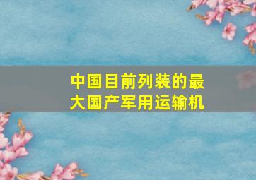 中国目前列装的最大国产军用运输机