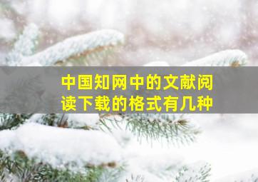 中国知网中的文献阅读下载的格式有几种