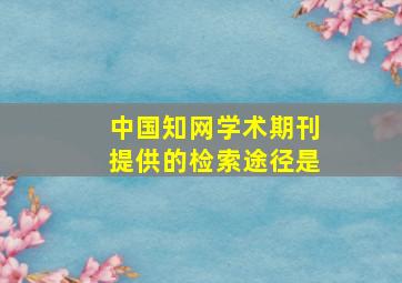 中国知网学术期刊提供的检索途径是