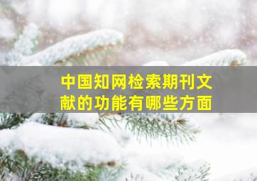 中国知网检索期刊文献的功能有哪些方面