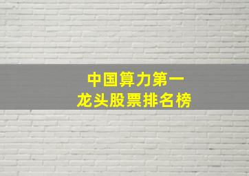 中国算力第一龙头股票排名榜