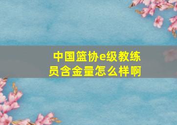 中国篮协e级教练员含金量怎么样啊