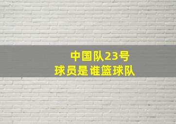 中国队23号球员是谁篮球队