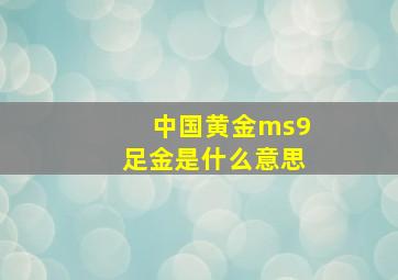 中国黄金ms9足金是什么意思