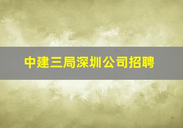 中建三局深圳公司招聘