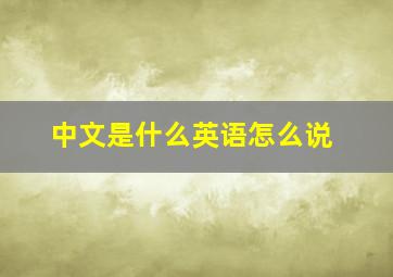 中文是什么英语怎么说