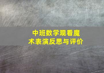 中班数学观看魔术表演反思与评价