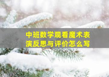 中班数学观看魔术表演反思与评价怎么写