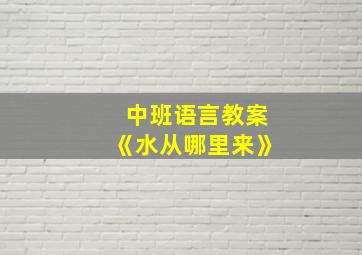 中班语言教案《水从哪里来》