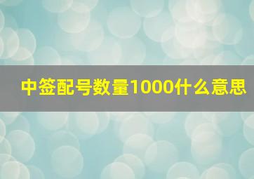 中签配号数量1000什么意思