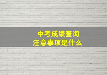 中考成绩查询注意事项是什么