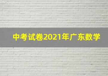 中考试卷2021年广东数学