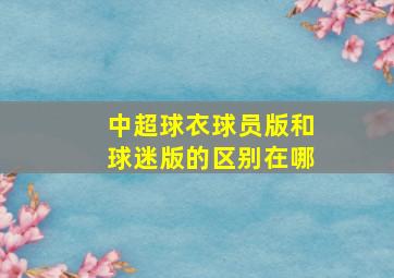 中超球衣球员版和球迷版的区别在哪