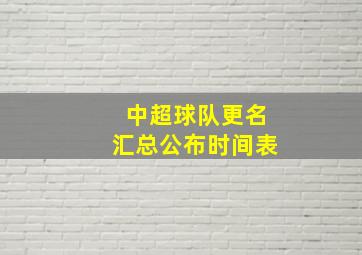 中超球队更名汇总公布时间表