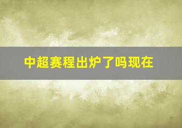 中超赛程出炉了吗现在