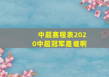 中超赛程表2020中超冠军是谁啊