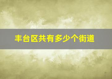 丰台区共有多少个街道