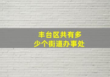 丰台区共有多少个街道办事处