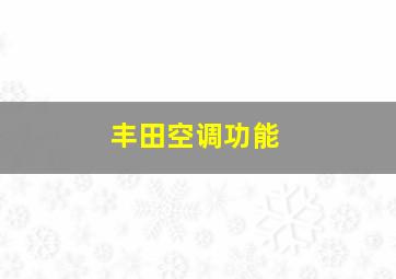 丰田空调功能