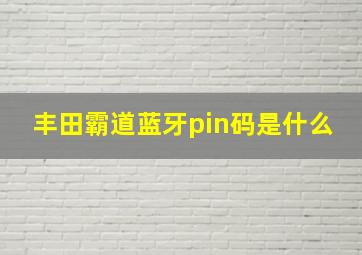 丰田霸道蓝牙pin码是什么