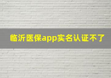 临沂医保app实名认证不了