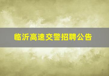 临沂高速交警招聘公告