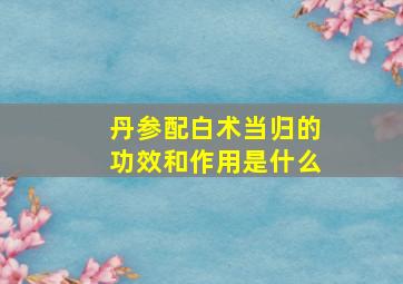 丹参配白术当归的功效和作用是什么