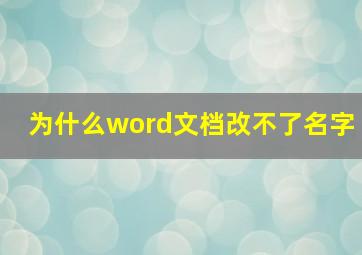 为什么word文档改不了名字