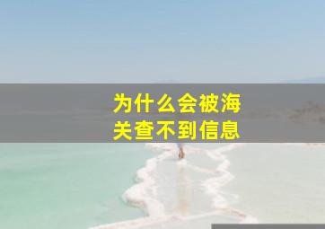 为什么会被海关查不到信息