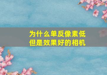 为什么单反像素低但是效果好的相机