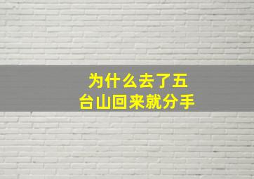 为什么去了五台山回来就分手