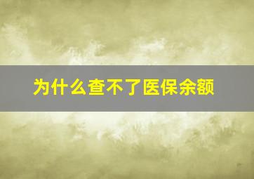 为什么查不了医保余额