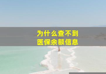 为什么查不到医保余额信息