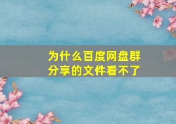 为什么百度网盘群分享的文件看不了