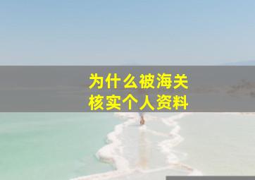 为什么被海关核实个人资料