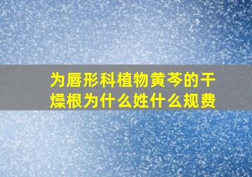 为唇形科植物黄芩的干燥根为什么姓什么规费