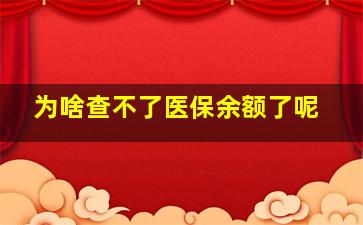 为啥查不了医保余额了呢