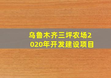 乌鲁木齐三坪农场2020年开发建设项目