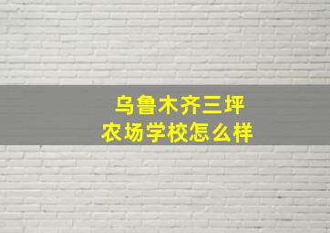 乌鲁木齐三坪农场学校怎么样