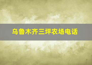 乌鲁木齐三坪农场电话