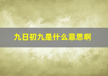 九日初九是什么意思啊